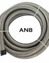 WoWAutoPart AN8 Braided Stainless Steel Oil Fuel Hose Line Silver
