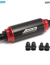 Universal Car Racing InLine Fuel Oil Filter With AN10 AN8 AN6 Fittings Adapter BlackRed 40 Micron ADF09901
