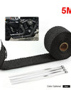 -Universal 2"x5m Titanium Black High Exhaust Heat Wrap Exhaust Thermo Pipe Tape Car Motor Heat Exhaust Wrap  RS-CR1007