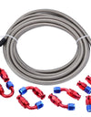 WoWAutoPart 16.40 ft AN4 Stainless Steel Braided PTFE Fuel Hose Line Kit