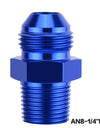 WoWAutoPart Straight Male AN8 to 1/8'' 1/4'' 3/8'' 1/2'' NPT Union Flare Fitting Adapter Blue