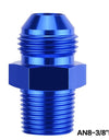 WoWAutoPart Straight Male AN8 to 1/8'' 1/4'' 3/8'' 1/2'' NPT Union Flare Fitting Adapter Blue