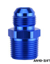 WoWAutoPart Straight Male AN10 to 3/8'' 3/4'' NPT Union Flare Fitting Adapter Blue