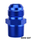 WoWAutoPart Straight Male AN12 to 1/2'' 3/4'' NPT Union Flare Fitting Adapter Blue