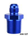 WoWAutoPart Straight Male AN6 to 1/4'' 3/8'' 1/2'' NPT Union Flare Fitting Adapter Blue