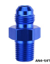 WoWAutoPart Straight Male AN4 to 1/4'' NPT Union Flare Fitting Adapter Blue