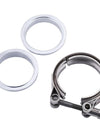 WoWAutoPart 2.25 Inch Stainless Steel V-Band Clamp and Mild Steel Male/Female Interlocking Flanges