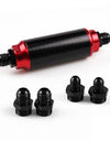 Black&Red Inline Fuel Filter High FLOW 100 Micron Cleanable SS AN6 AN8 AN10 Filter Accessories RS-FRG014