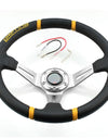 Car Steering Wheel 14inch  Deep Dish Drifting Sport Steering Wheel Leather Surface Racing Style with Logo 350MM RS-STW002