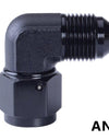 WoWAutoPart 90 Degree AN Male to AN Female Flare Swivel Fitting Adapter Black