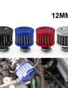 Universal Interface Motorcycle Air Filters 12mm Sliver Car Cone Cold Air Intake Filter Turbo Vent Crankcase Breather RS-OFI003